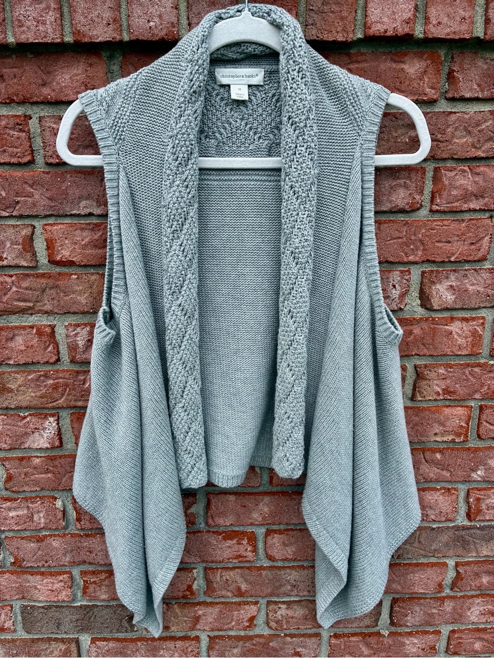 Women’s Sweater Vest, Size: MED - Light Gray, Open Front